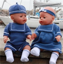 KnittingPattern - 0063D NIRI & VILJA - Suit with sailman collar, white socks, hat, dress with a seaman collar, pant, hair band - Digital Download